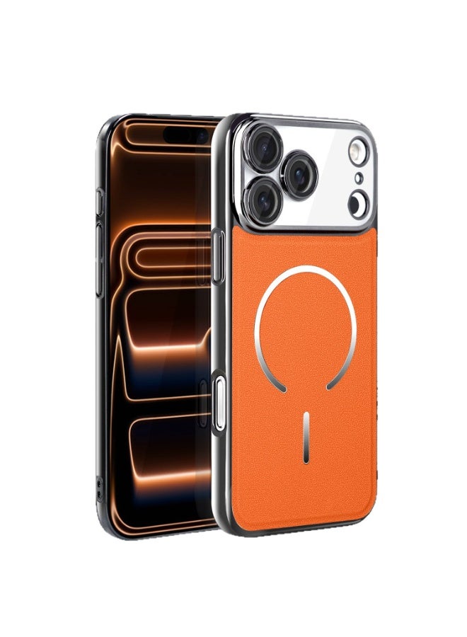 جراب فاخر من الجلد المغناطيسي لهاتف آيفون 17 برو ماكس، مقاوم للصدمات، غطاء نحيف - Image 1